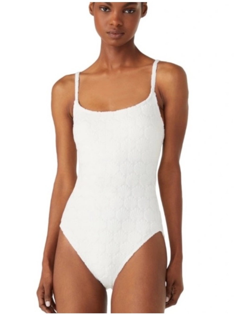 KATE SPADE Shell Jacquard One Piece Swimsuit in Ivory